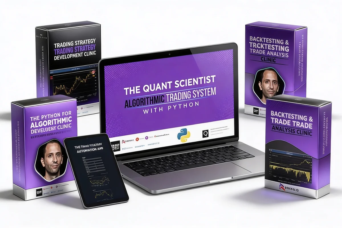 Algorithmic Trading System 2.0 course cover with financial charts and coding elements