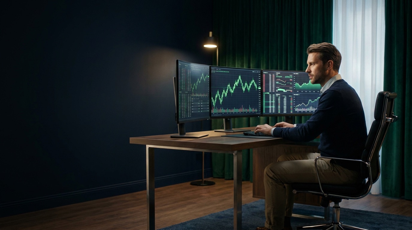Trader reviewing live market charts