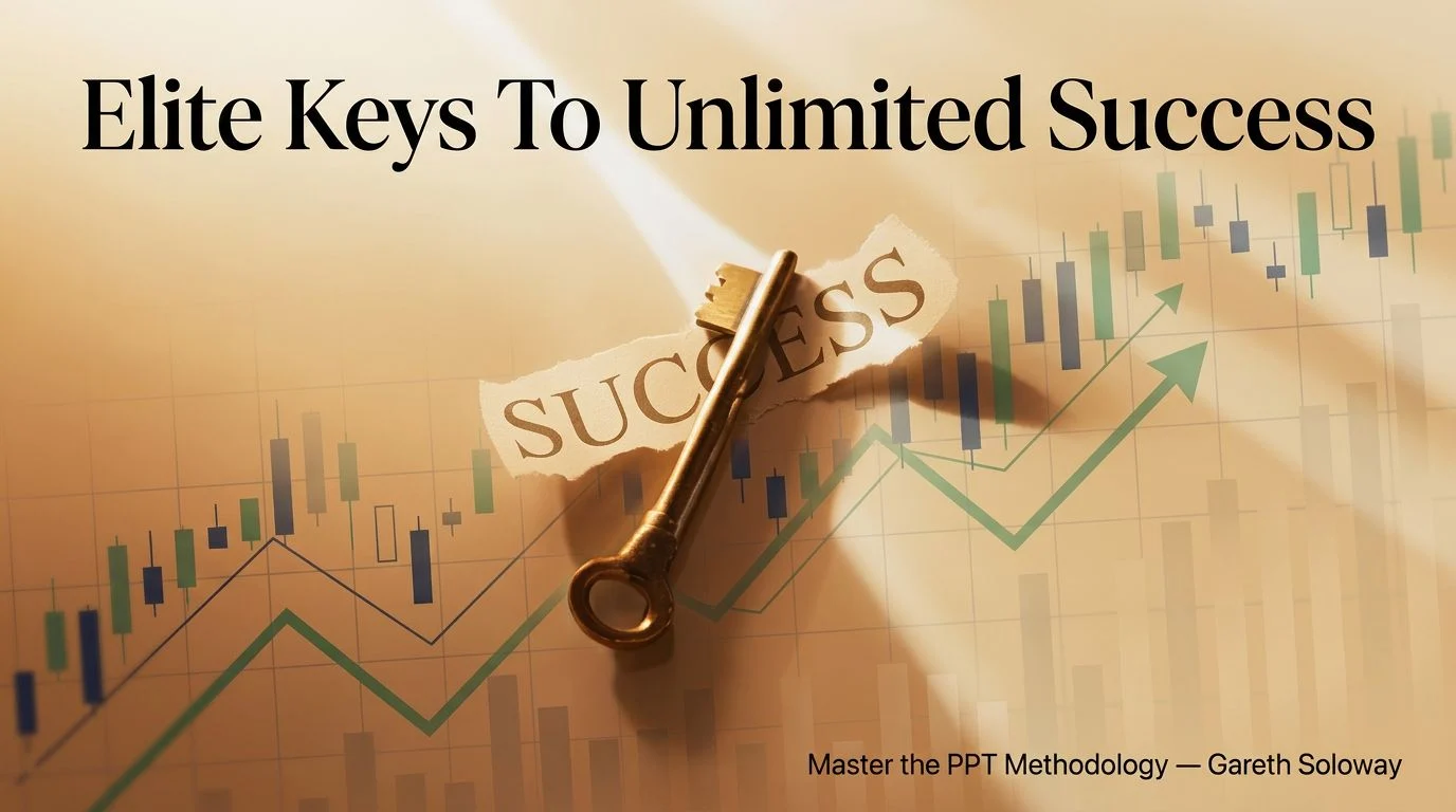 Inthemoneystocks Elite Keys To Unlimited Success course cover, featuring trading charts and education tools