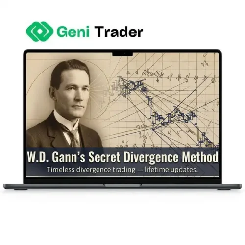 Cover image of W.D. Gann’s Secret Divergence Method course with financial charts.